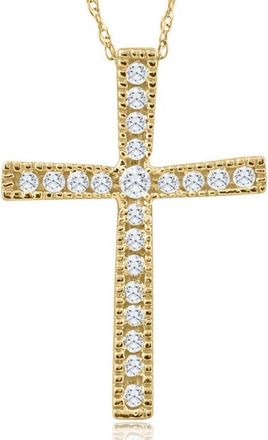 Pompeii3 1/3Ct Round Cut Diamond Cross Pendant 10k White or Yellow Gold Necklace 1 Tall