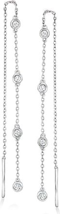 Ross-Simons Diamond Station Threader Earrings in Sterling Silver