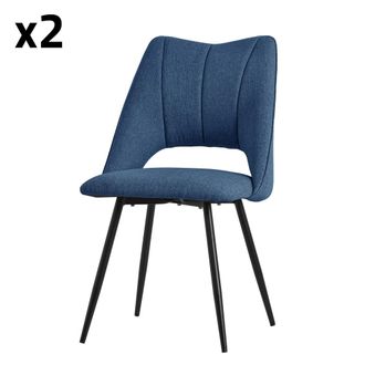 ML Design Sillas de comedor, set de 2, azul, cubierta de tela