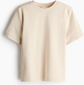 H&M T-Shirt aus Pima-Baumwolle - Cremefarben