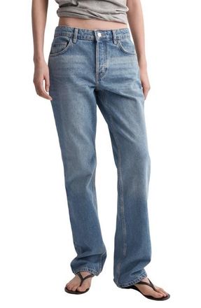 Mango Straight Leg Jeans in Medium Blue at Nordstrom, Size 10