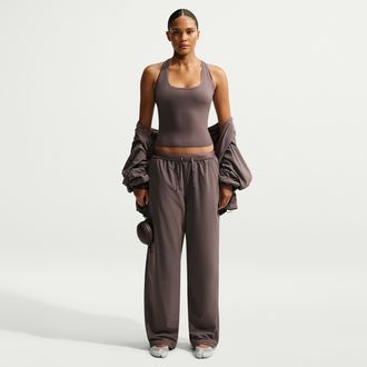 Nike Womens SKIMS Stretch Nylon Oversized Pants in Brown | IU2224-241