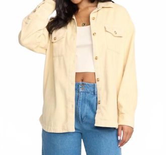 Billabong Fadeaway Long Sleeve Cord Shacket In Whitecap