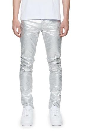 Purple Metallic Monogram Skinny Jeans in Grey Silver at Nordstrom, Size 33