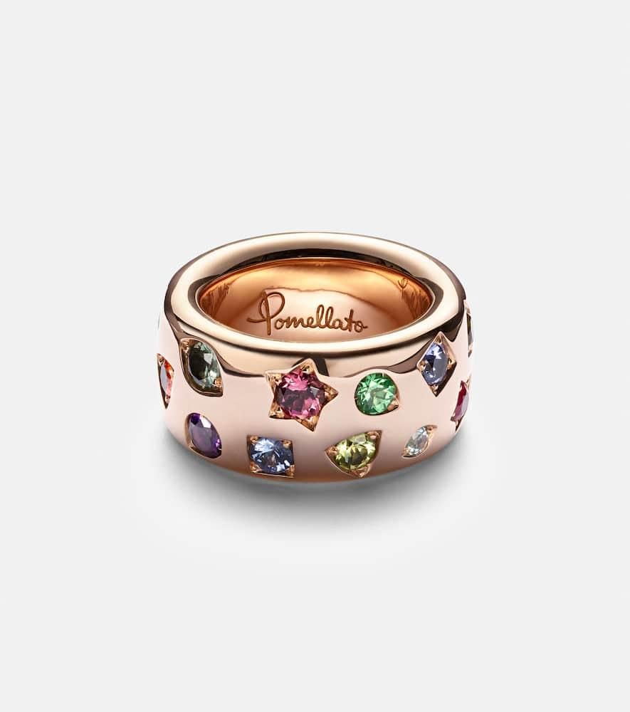 POMELLATO Anello Iconica Large in oro rosa 18kt con pietre