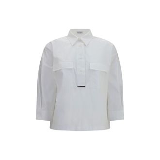 Brunello Cucinelli White Cotton Dress Womens Shirt