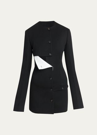 Ferragamo Diagonal Wool Single-Breasted Coat