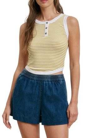 Favorite Daughter The Foundation Stripe Rib Tank in Golden White Strip at Nordstrom, Size X-Large