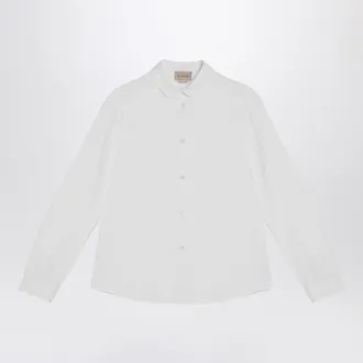 Gucci White Oxford cotton shirt with GG pattern