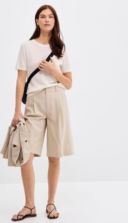 Contemporaine Womens Flowy hammered Bermuda short Fit: Wide leg, high rise