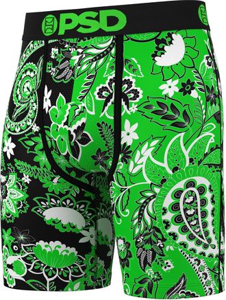 PSD Mens Bandana Print Boxer Briefs - 7 Inch Inseam Breathable and Supportive Mens Underwear with Moisture-Wicking Fabric, Lucky Paisley, M