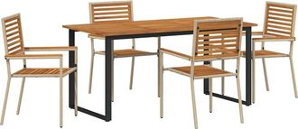 vidaXL Conjunto De Comedor De Jard&iacute;n 5 Uds. Beige Vidaxl