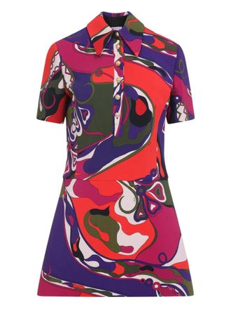 Pucci abstract-print collared dress - women - Viscose/Elastane - 44