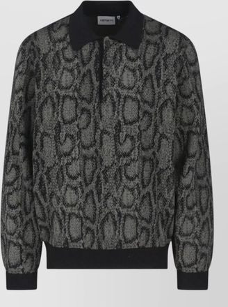 Carhartt Work in Progress animal print crewneck sweater ribbed collar hem