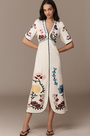 Hunter Bell Margaritte Short-Sleeve Midi Dress