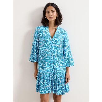Phase Eight Phoebe Tiered Hem V-Neck Mini Dress in Blue at Nordstrom, Size 12