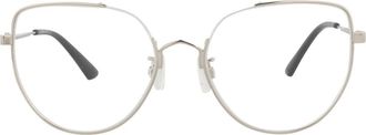 Alexander McQueen 55mm Cat Eye Optical Glasses in Silver Silver Transparent at Nordstrom Rack