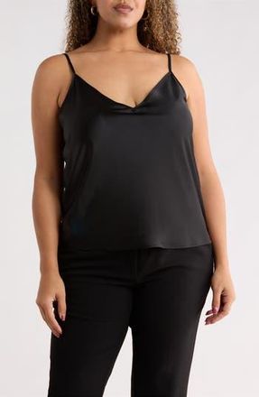 Renee C Satin V-Neck Camisole in Black at Nordstrom Rack, Size 2 X