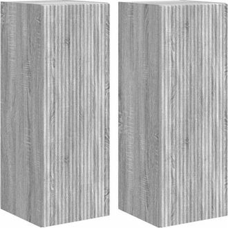 vidaXL Mueble De Tv Montado En La Pared 2 Pcs Gris Sonoma Vidaxl