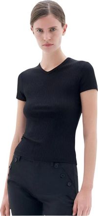 Filippa K High V-Neck Tee - Dames - T-shirts - Zwart - L - Tops