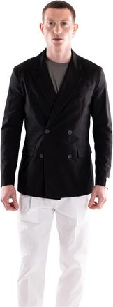 Paolo Pecora Dubbele-breasted Blazer - Heren - Blazers - Zwart - XL - Katoen - Jassen