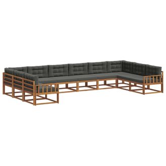 vidaXL Conjunto De Sof&aacute;s De Exterior 10 Uds. Natural Y Antracita Vidaxl