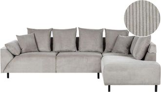 Beliani Beliani - Sof&aacute; Esquinero Izquierdo Moderno Cojines De Pana Patas De Metal Gris Claro Lunner