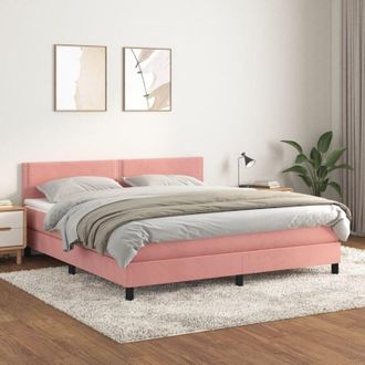 vidaXL Vidaxl - Cama Box Spring Con Colch&oacute;n Terciopelo Rosa 180x200 Cm