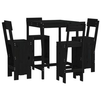 Berkfield Home 5 Piece Garden Bar Set Black Solid Wood Pine