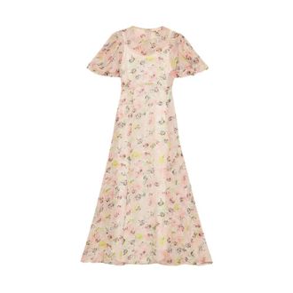 By Ti Mo Elegante Chiffon Midi Jurk - Dames - Casual kleedjes - Veelkleurig - S - Chiffon - Kleedjes