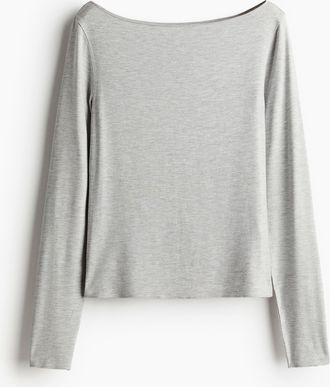 H&M Shirt mit U-Boot-Ausschnitt - Grau