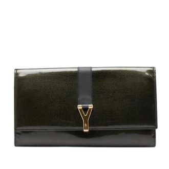 Saint Laurent Pre-owned Clutches, female, Green, Size: ONE SIZE Pre-owned Patent Leather Wallet