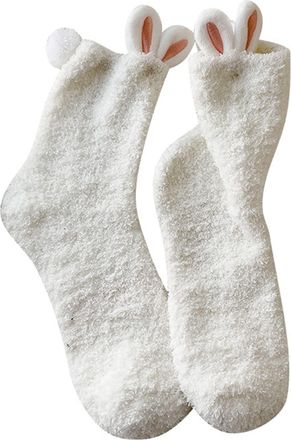 Generic Women Cute Rabbit Ears Socks Mid Tube Socking Short Socks Winter Thicken Warm Socks