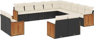 vidaXL Vidaxl - Set Divani Da Giardino 13pz Con Cuscini Nero In Polyrattan