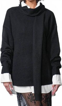 Greylin Soft Crewneck With Removable Scarf Sweater In Black