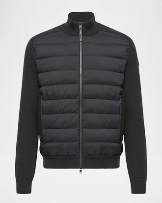 Moncler Men & apos;s Padded Crepe Cotton Full-Zip Cardigan
