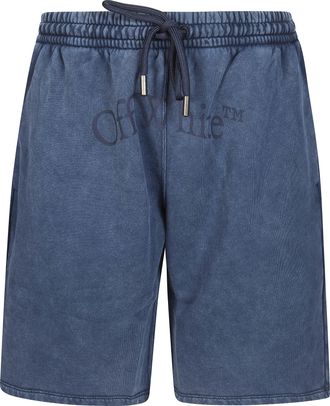 Off-white Washed Navy Blue Faded Effect Shorts