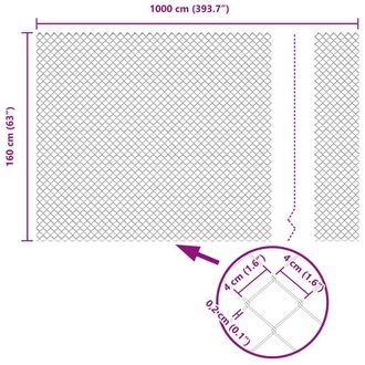 Berkfield Home Stylish Chain Link Fence 1.6x10 m Galvanised Steel in Silver