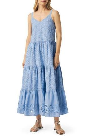 Splendid Wynona Eyelet Cotton Midi Dress in Steel Blue at Nordstrom Rack, Size Medium