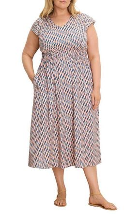 Nic+Zoe Sideways Dierdre Cap Sleeve Stretch Cotton Midi Dress in Pink Multi at Nordstrom, Size 3 X