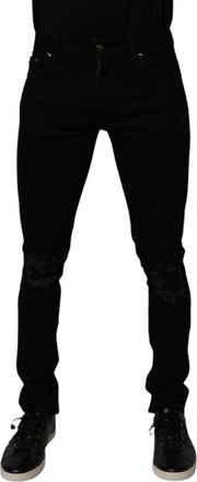 Dolce & Gabbana Mens Skinny Distressed Jeans - Black Cotton - Size EU 48 (Mens)