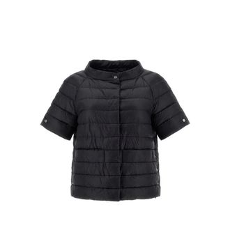 Herno Down Jackets, female, Black, Size: XS Short-Sleeve Down Jacket
