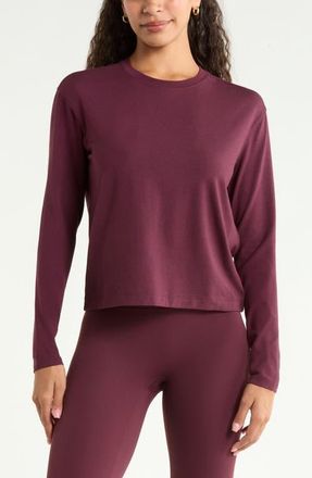 Zella New Take Long Sleeve T-Shirt in Burgundy Stem at Nordstrom, Size Xx-Large
