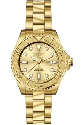 Invicta Pro Diver 69521 Herenhorloge - Quartz Uurwerk - Roestvrij Staal met Gouden Wijzerplaat - 47 mm