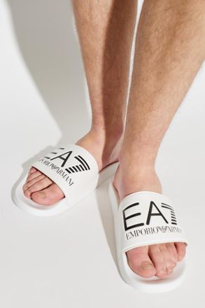 Emporio Armani Rubber Flip-flops With Logo, Mens, White