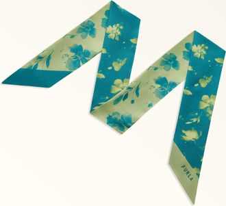 Furla Metropolis Bandeau Toni Amatore Blue Multicolore Twill Di Seta Con Stampa Ditsy Garden Donna