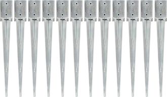 vidaXL Vidaxl - Picas De Tierra 12 Uds Acero Galvanizado Plateado 9x9x75 Cm