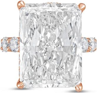 Diana M. Jewels 14kt rose gold 3ct lab grown Radiant Diamond Ring with Pav&eacute; Round Band