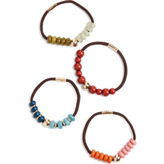 Chelsea28 4-Pack Beaded Ponytail Holders in Blue Multi at Nordstrom