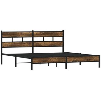 vidaXL Vidaxl - Estructura De Cama Sin Colch&oacute;n Metal Roble Ahumado 183x213 Cm